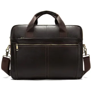 BAIGIO Aktentasche Herren Leder Laptoptasche Arbeitstasche Handtasche Business Umhängetasche 14 Zoll Vintage Ledertasche Männer Businesstasche Klassische Messenger Tasche Schultertasche,Dunkler Kaffee
