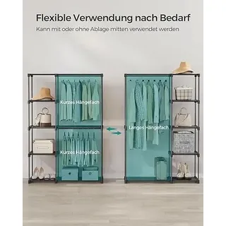 Kleiderständer - Offener Kleiderschrank - Doppelstange zum Aufhängen - Freistehend - Schwarz - Schwarz