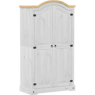 vidaXL Kleiderschrank Corona Weiß 102x52x186 cm Massivholz Kiefer - Weiß
