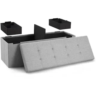 Blumtal Truhenbank 110/38/38 cm + 2 extra Boxen, Hellgrau , Kunststoff , 38x38x110 cm , Esszimmer, Bänke, Sitzbänke