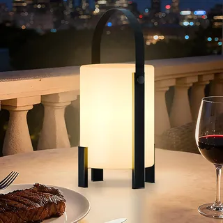 MALUX LED Tischlampe Kabellos Akku Betrieben 2-in-1 Warmweiß & Gelblicht IP44 Wasserdicht Dimmbar mit Fernbedienung Timer Tragbar für Nachttischlampe Garten Campinglampe Balkon Terrasse Dekoleuchte