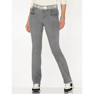 Push-up-Jeans INSPIRATIONEN, Damen, Gr. 50, Normalgrößen, grau (grau denim), 98% Baumwolle, 2% Elasthan, unifarben, lang, Jeans Push-up-Jeans