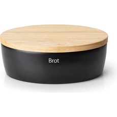 Bild Brottopf mit Holzdeckel oval 36 cm matt schwarz