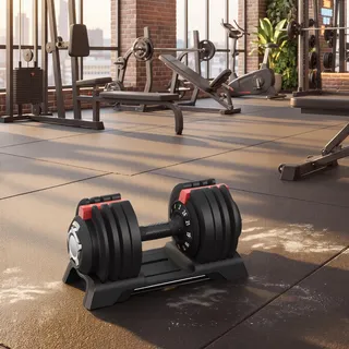SONGMICS Kurzhanteln 2er set, verstellbar, 12-in-1, 3 kg bis 24 kg, mit Ständer, schwarz-rot