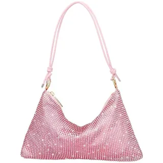 scalingscal Tasche Glitzer Abendtasche Strasssteine,Abend Handtasche,Clutches Schultertasche,Glitzer Abendtasche Umhängetasche,Rosa Glitzer Abendtasche Damen,für Abend Prom Hochzeit Party Bankett