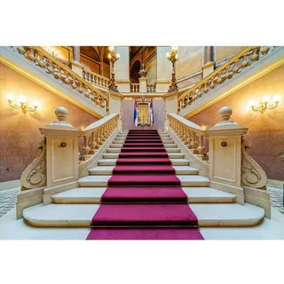 YongFoto 3x2m Vinyl Foto Hintergrund Luxuriöser Europäer Palast Schloss Elegante Treppe Roter Teppich Innere Fotografie Hintergrund für Hochzeit Fotoshooting Portraitfotos Fotostudio Requisiten