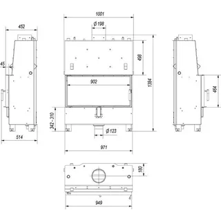 Kratki Kamineinsatz KRATKI LUCY 20 kW Stahl Schwarz/Abdeckplatte Transparent