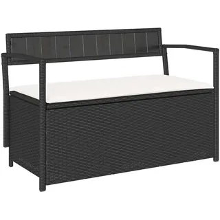 vidaXL Gartenbank mit Stauraum und Kissen Schwarz Poly Rattan - Schwarz