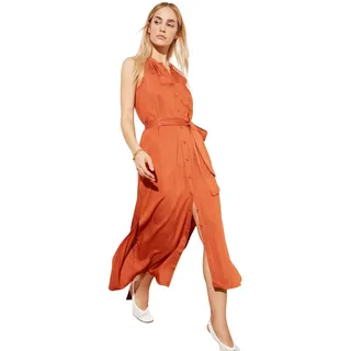 Trendyol Damen Midi Bodycone Regular Woven Kleid, Zimt, 38