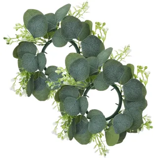 BESTOYARD 2 StüCk KüNstlicher Kerzenring Eukalyptus - Hochwertige Seidenblatt Girlande FüR Weihnachts- Und Ostern Dekoration Ideal FüR Zuhause Und Hochzeiten
