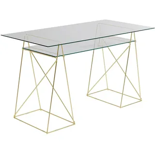 Kare-Design Schreibtisch , Metall, Glas , rechteckig , X-Form, A-Form , 65x74x135 cm , Büromöbel, Schreibtische, Schreibtische