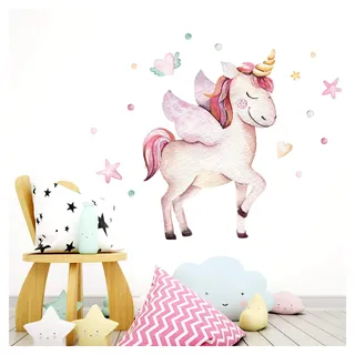 Little Deco Wandtattoo Einhorn & Herz mit Flügeln DL140