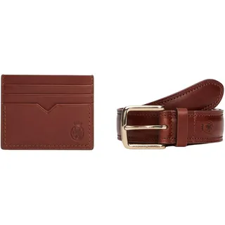 Tommy Hilfiger Herren Geschenk-Set Crest Kartenetui und Gürtel, Braun (Winter Cognac), 85 cm