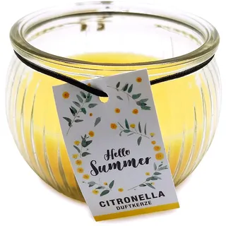 pajoma® Citronella Duftkerze 8 Stück im gerillten Glas – 80 g Wachs | ca. 15h Brenndauer – Sommerliche Duftkerze mit 2,5 % Citronella-Öl für Innen & Außen
