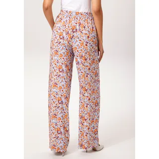 Schlupfhose ANISTON CASUAL, Damen, Gr. 42, N-Gr, jeansblau, hellblau, orange, apricot, braun, dunkelrot, rose, Web, Obermaterial: 100% Viskose, bedruckt, geblümt, figurumspielend lang, Hosen Schlupfhose, mit farbharmonischen, grafischen Blumen bedruckt - NEUE KOLLEKTION