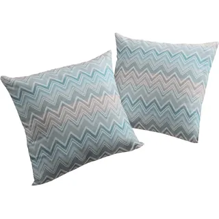 Dekokissen WIRTH "Benewitz" Gr. 3, blau (blau, gemustert), B:40cm L:60cm, Baumwolle, Polyester, Dekokissen_Sitzkissen_Kissenhüllen, Dekokissen, Kissenhülle ohne Füllung, 2 Stück