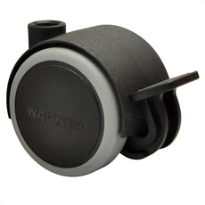 WAGNER Design Möbelrolle/Lenkrolle/Doppelrolle - soft - Durchmesser Ø 40 mm Bauhöhe 45 mm, mit Bremse, schwarz, Tragkraft 35 kg - 01072701