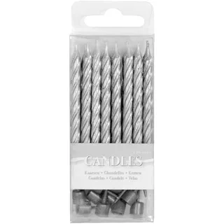 Folat Silberne Kerzen mit Halter 16 St. silber