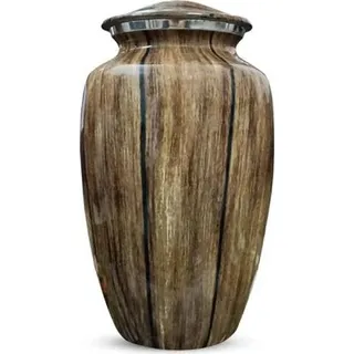 XXL Urne aus Metall - 3,5 Liter - für menschliche oder tierische Asche - dekorative Urne mit m Holzlook