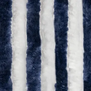 Moritz Flauschvorhang aus Chenille 56 x 185 cm blau weiß Türvorhang als Fliegenschutz Insektenschutz für Camping Wohnwagen - Blau, Weiß