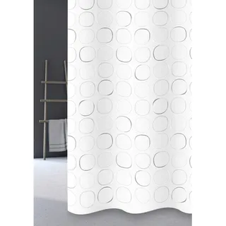 Grund Duschvorhang , Grau , Kunststoff , Tropfen , 180x200 cm , Oeko-Tex® Standard 100, Made in Europe , Heimtextilien, Badtextilien, Duschvorhänge