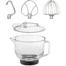 CASO Glassschüssel mit Griff, Ausguss und Messskala inkl. Zubehör für Küchenmaschine KM 1800 Black, 4,5 Liter, Spülmaschinengeeignet