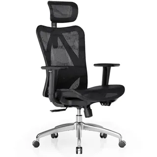 SIHOO M57 Ergonomischer Bürostuhl, Chefsessel mit 3D verstellbare Armlehne und Lendenwirbelstütze, Hautfreundliche Netz-Hochlehne, Schreibtischstuhl bis 150kg/330LB Belastbar(schwarz)