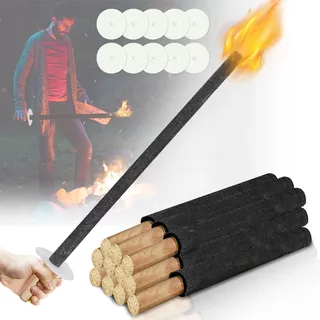 Eulenke 25 Stück Wachsfackeln mit Handschutz, 60 min Brenndauer | Wachs-Fackeln für draußen mit Langem Griff, Outdoor Gartenfackeln für Wanderung, Party, Nachtwanderung