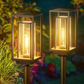 PUAIDA Solarlampen für Außen Garten, 2 Pack Moderne Garten Solarleuchten mit Längere Arbeitzeit, Extrem Helle Solar Gartenleuchten, IP65 Wassserdicht Solar Garten Deko für Balkon Terrase Outdoor