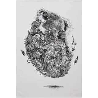 Maxwell & Williams Marini Ferlazzo Geschirrtuch mit Tiermotiv Koala & Freunde 100% indische Baumwolle, weiß, 50 x 70 cm