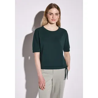 Sweatshirt STREET ONE, Damen, Gr. 38, grün (hunter grün), Sweatware, Obermaterial: 46% Modal, 46% Polyester, 8% Elasthan, unifarben, regular fit taillenbedeckt, Rundhals, Sweatshirts Sweatshirt, mit Tunnelzug am Saum