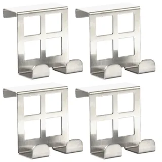 RICOO 4 x Türhaken zum Einhängen Edelstahl Haken Badezimmer MH030Sx4 Garderobenhaken Kleiderhaken Tür Garderobe Bademantel- & Handtuchhaken ohne Bohren Türgarderobe Türhänger Metallhaken Jackenhaken