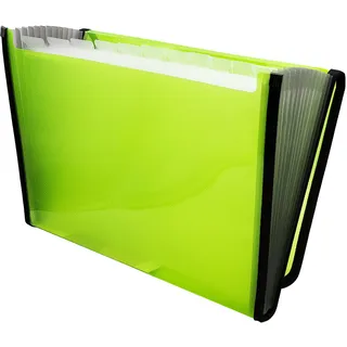 Raylu Paper® - Akkordeon-Sortiermappe mit 12 Fächern, Kunststoff-Ordner für Büro mit verstärkten Trennwänden und Kanten (Hellgrün)