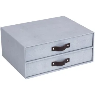 Bigso Box of Sweden BIGSO BIRGER Schubladenbox – Aufbewahrungsbox mit 2 Schubladen – Schreibtisch Ablage für Dokumente & Bürobedarf – Ablagesystem aus recycelter Faserplatte und Papier – hellgrau