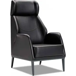 Schwarzer Ledersessel Designer Arbeitszimmer Chefsessel Edle Möbel Neu - Schwarz