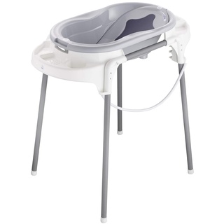 Rotho Babydesign TOP Badestation - wasserdicht - gross - Babybadestation - Babybadewanne - Babywanne mit Gestell - Babypflegeset - grau