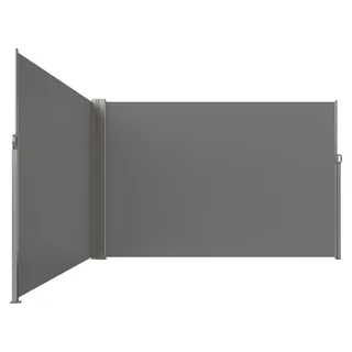 VEVOR Ausziehbare Seitenmarkise, 71''x 236'' Aluminium Außen-Privatsphäre Bildschirm, 280g Polyester Wasserfester Ausziehbarer Terrassenbildschirm, UV 30+ Raumteiler Windschutz für Terrasse, Garten, Balkon, Schwarz, Grau-200x600 cm - Grau