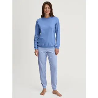 CALIDA Lovely Nights Bündchen-Pyjama Damen, aus 100% Baumwolle, pflegeleicht, elastisch und formstabil, in Single Jersey