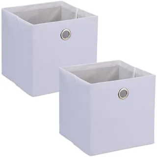 Relaxdays Aufbewahrungsbox, Ordnungsbox aus Stoff, 2er-Set, HxBxT: 30,5 x 30,5 x 30,5 cm, Faltbarer Regalkorb, weiß