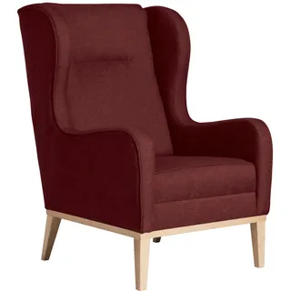 Max Winzer Ohrensessel , Rot , Holz , Buche , 66x104x78 cm , Goldenes M, Made in Europe , Wohnzimmer, Sessel, Ohrensessel