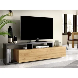 Dmora Maiella TV-Ständer 165 x 40 x 47 cm Eiche Nodes/Braun Holz