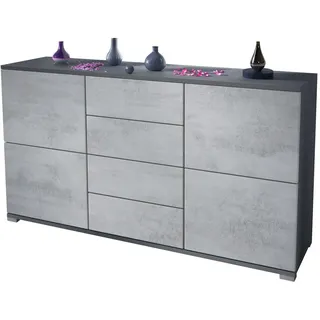 Vladon Sideboard Rova Beton Oxid Optik , Hellgrau , Holzwerkstoff , 138.5x75.5x35 cm , Kleinmöbel, Kommoden, Sideboards