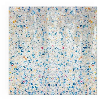 Tulup Kaminbodenplatte Abstraktes Texturmuster Glas 60 x 60 x 0,4 cm Weiß