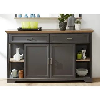 Landhaus Sideboard in Graphit-Grau JÜLICH-36 Absetzungen in Artisan Eiche Nb. B/H/T: 171/102/48 cm - Grau