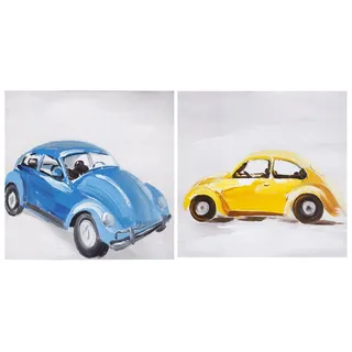 Leinwandbild 2er Set Car gelb/blau