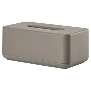 Zone Denmark Ume Taschentuchbox – Nachfüllbare Kosmetiktucher Box für Bad, Küche und Flur – Tissuebox aus Kunststoff – 25,6 x 14 x 10,7 cm – Taupe