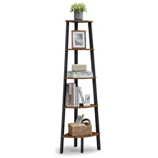 VASAGLE Eckregal 45,5 x 30 x 159 cm Braun-Schwarz