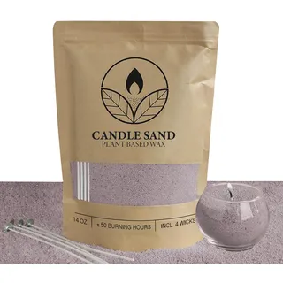 comforder Kerzensand mit Dochten, Wachsgranulat, Kerzen selber machen Set, Pearled Candle, 400g Kerzenwachs Perlen + 4 Kerzendochte (Lila)