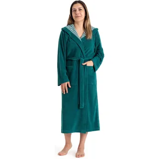 KangaROOS Damenbademantel »Dalia, ideal für Sauna & Spa, Standardlänge & Überlänge« 1 Stk. Uni-Farben mit Streifen, Taschen, leicht, XS-3XL, auch in extra lang, grün