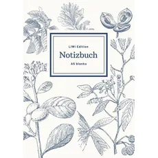 Notizbuch schön gestaltet mit Leseband - A5 Hardcover blanko - 100 Seiten 90g/m2 - floral hellgrau -